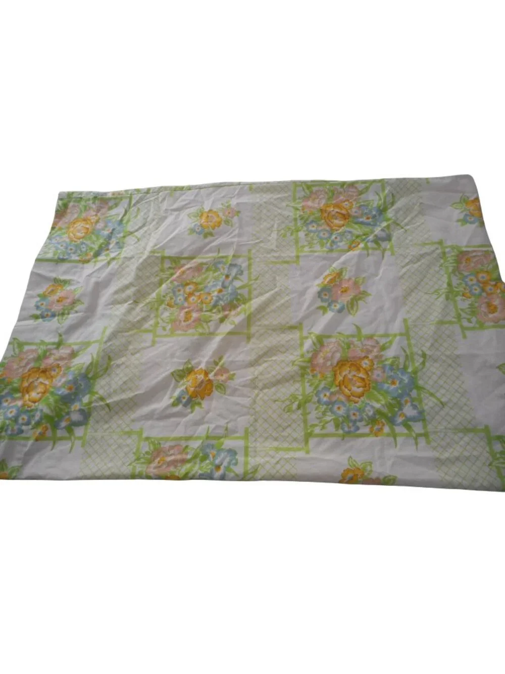 Vintage Cannon Monticello 50/50 cotton poly green Floral Standard Pillowcase